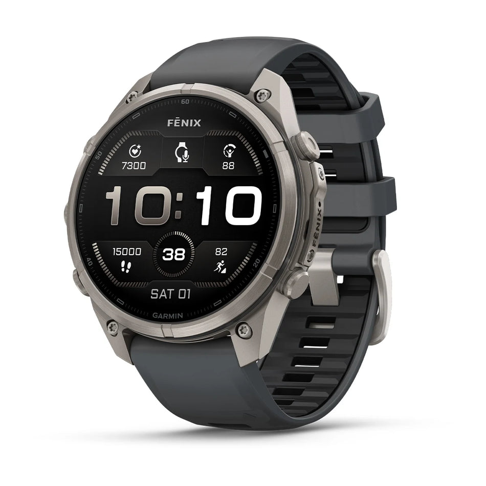 Garmin - Fenix 9 Pro – 47mm Titanium with Graphite/Black Silicone Band