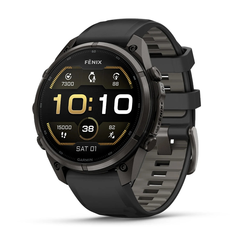 Garmin - Fenix 9 Pro – 47mm Carbon Grey DLC Titanium with Black/Pebble Grey Silicone Band