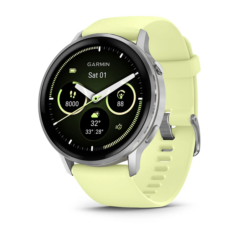 Garmin Venu 4 - Silver Bezel with Citron Silicone Band
