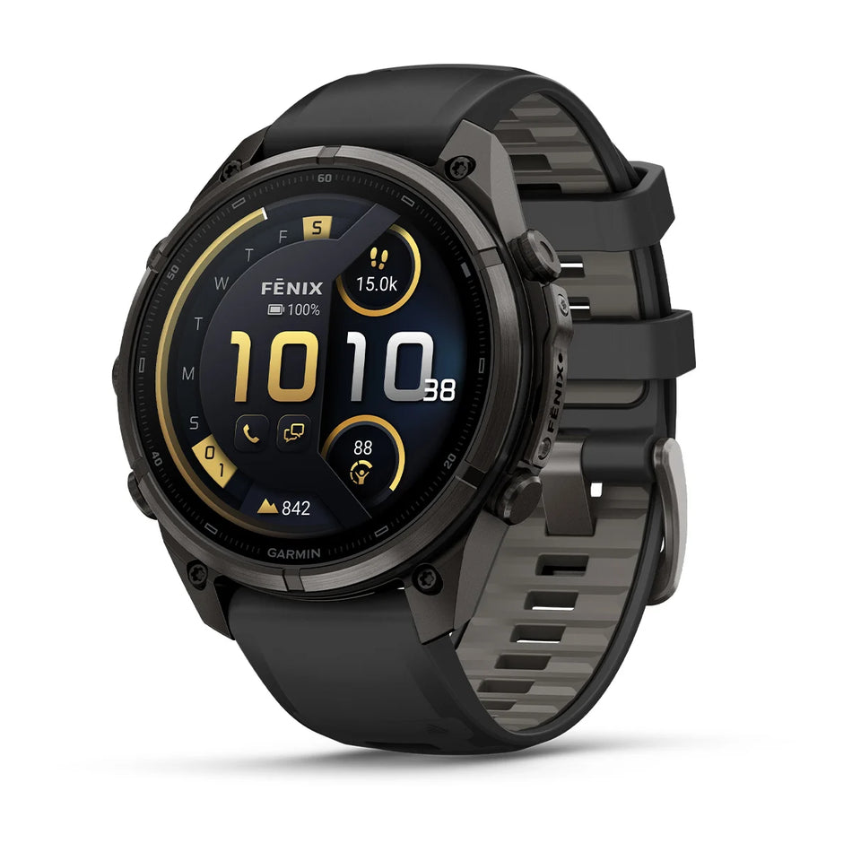Garmin - Fenix 9 Pro InReach – 47mm - Carbon Grey DLC Titanium with Black/Pebble Grey Silicone Band
