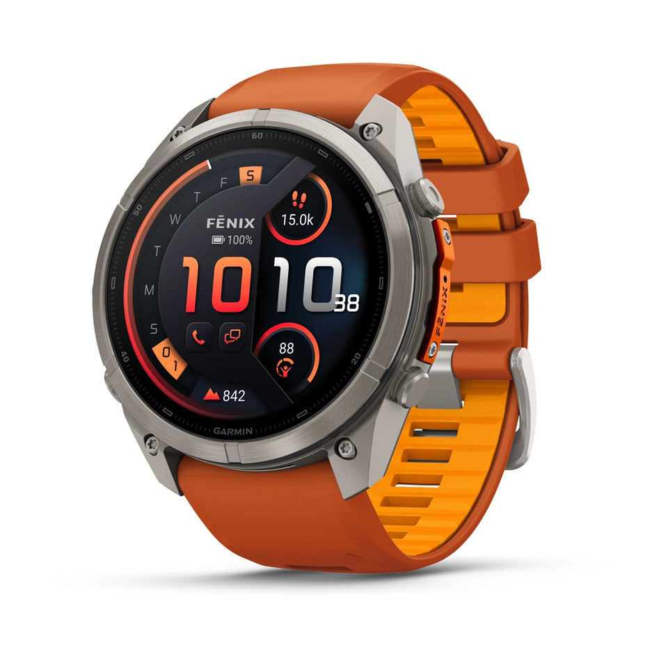 Garmin Fenix 9 Pro InReach – 51mm - Titanium with Autumn Orange/Spark Orange Silicone Band