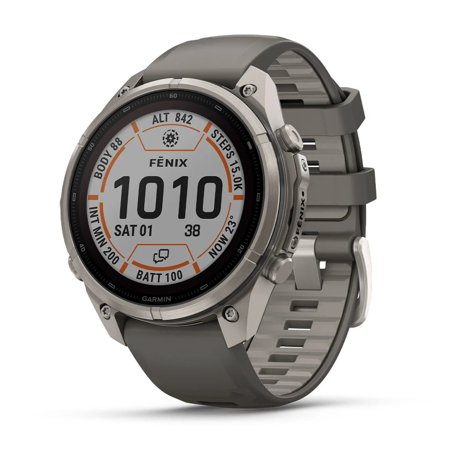 Garmin Fenix 9 Pro InReach – 47mm - Solar Titanium with Pebble Grey/Silver Grey Silicone Band