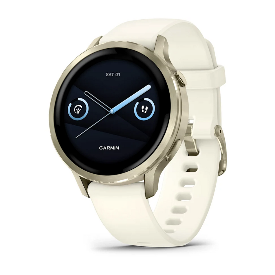 Garmin Venu 4s - Lunar Gold Bezel with Bone Silicone Band
