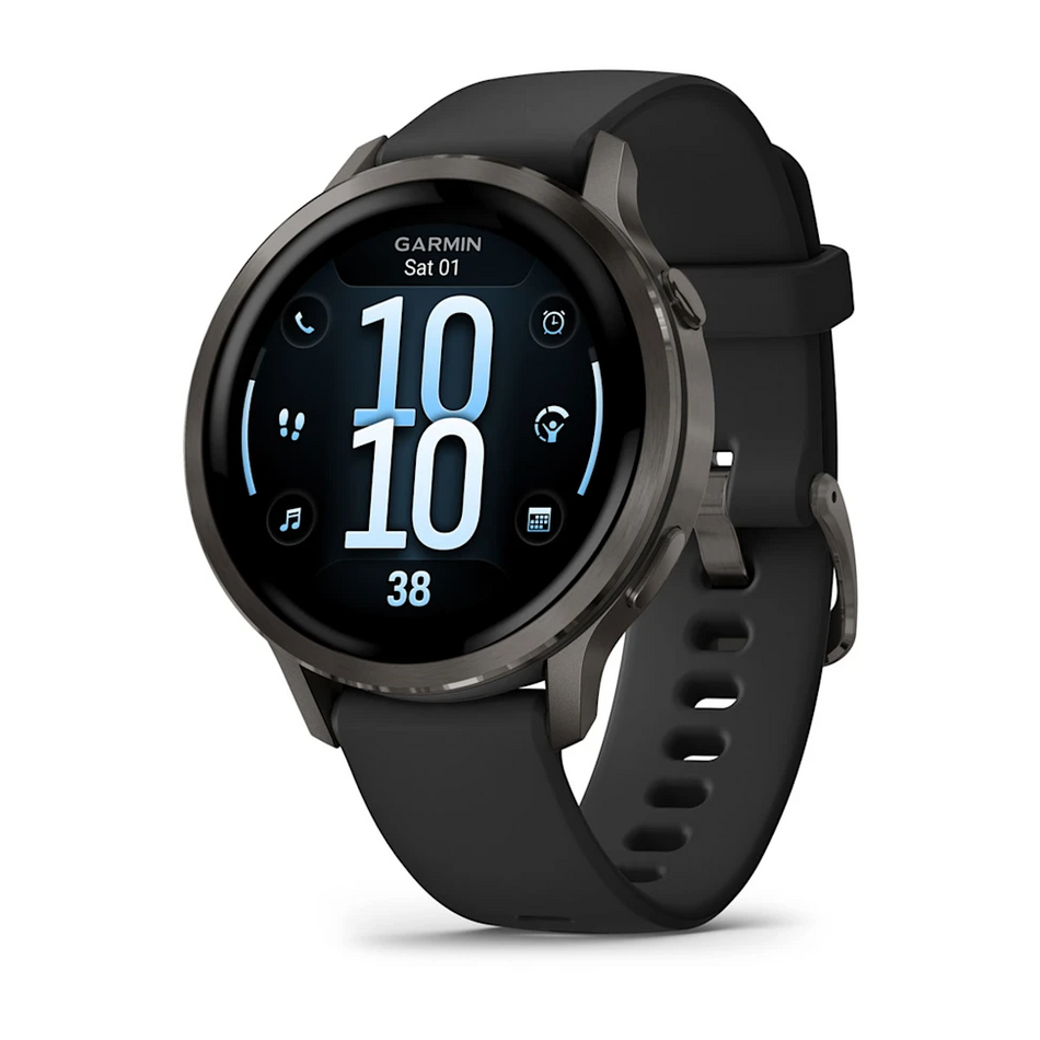 Garmin Venu 4s - Slate Bezel with Black Silicone Band