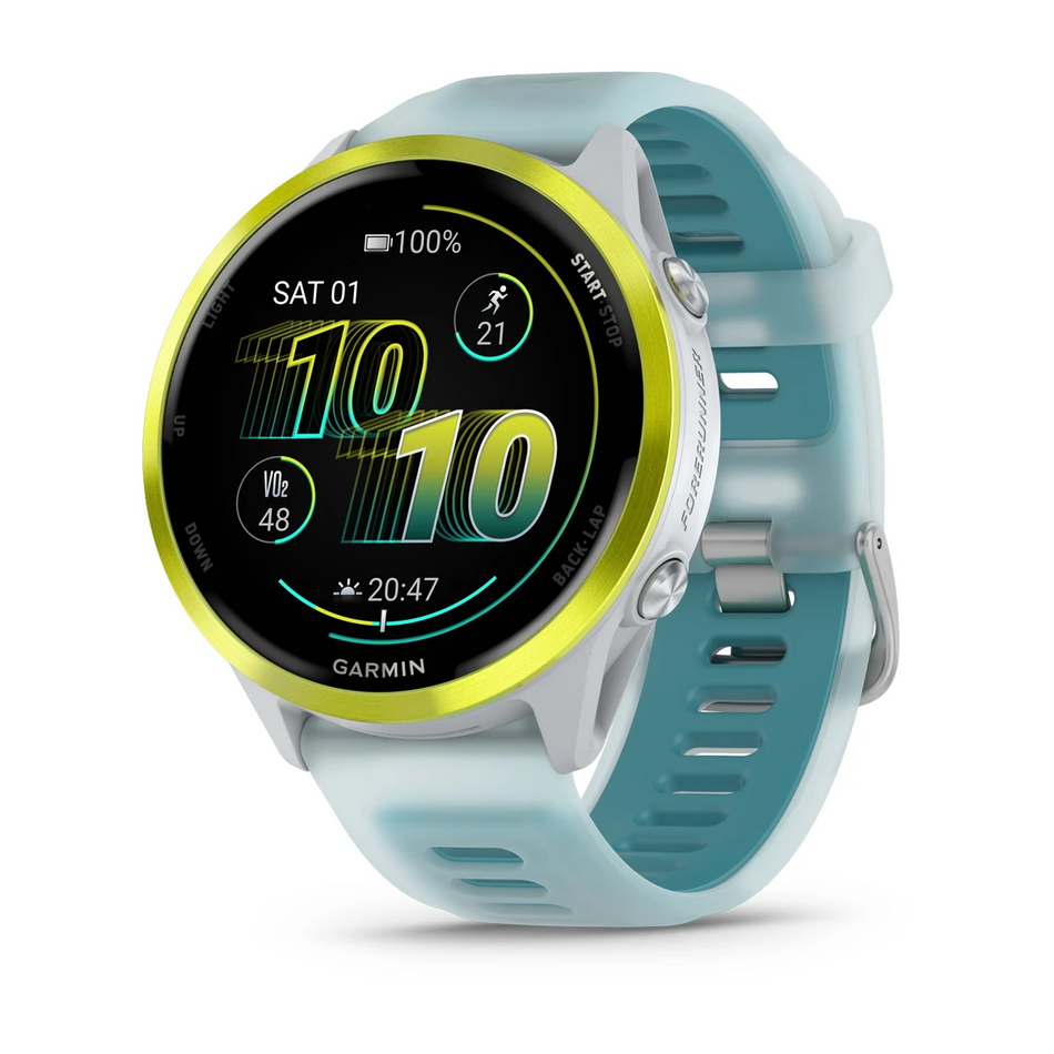 Garmin Forerunner 570 - 47mm - Amp Yellow Aluminium with Translucent Whitestone/Turquoise Band