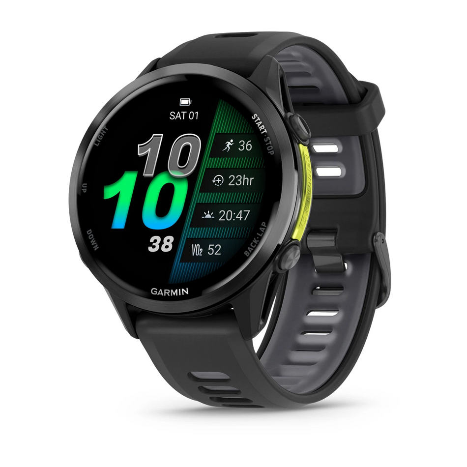 Garmin Forerunner 970 - Carbon Grey DLC Titanium with Black Case and Black/Translucent Whitestone Band