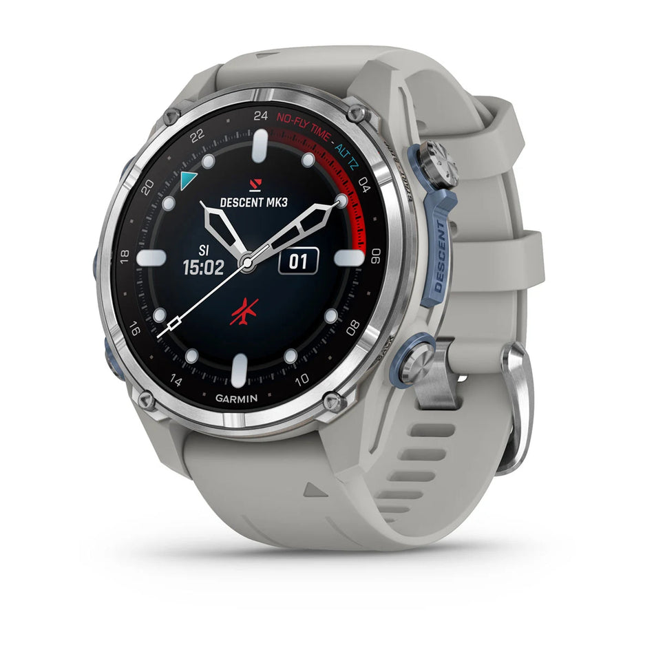 Garmin Descent Mk3 43mm - Stainless Steel with Fog Grey Silicone Band