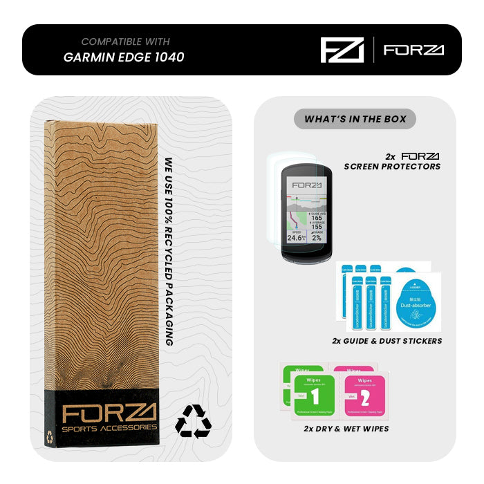 Forza Tempered Glass Screen Protector - Garmin Edge 1040 (2 Pack)