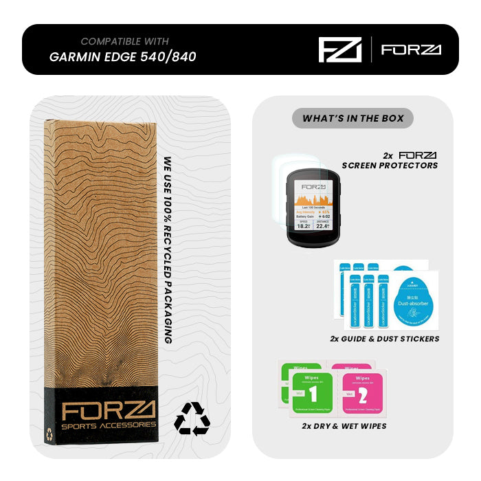 Forza Tempered Glass Screen Protector - Garmin Edge 540/840 (2 Pack)