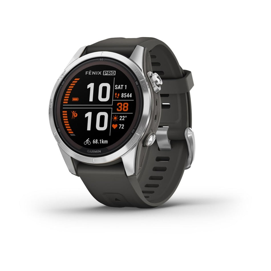 Garmin Fenix 7S Pro Solar - Silver with Graphite Band