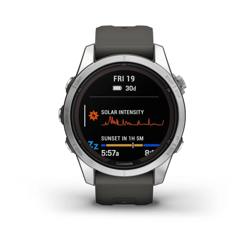 Garmin Fenix 7S Pro Solar - Silver with Graphite Band