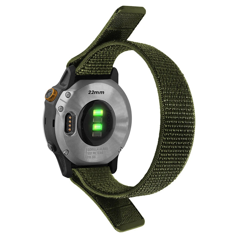 Forza Elite 22mm Nylon Watch Strap - Garmin - Army Green