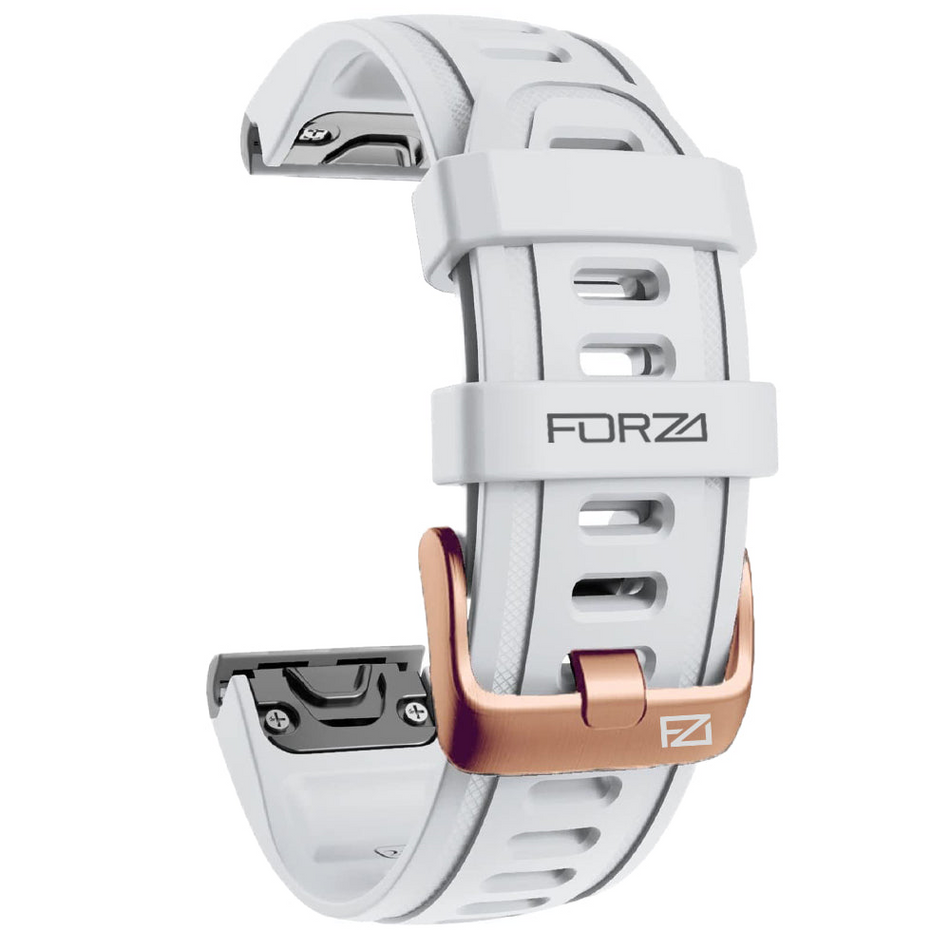 Forza Elite 20mm EasyFit Watch Strap - Garmin - White - Rose Gold Buckle