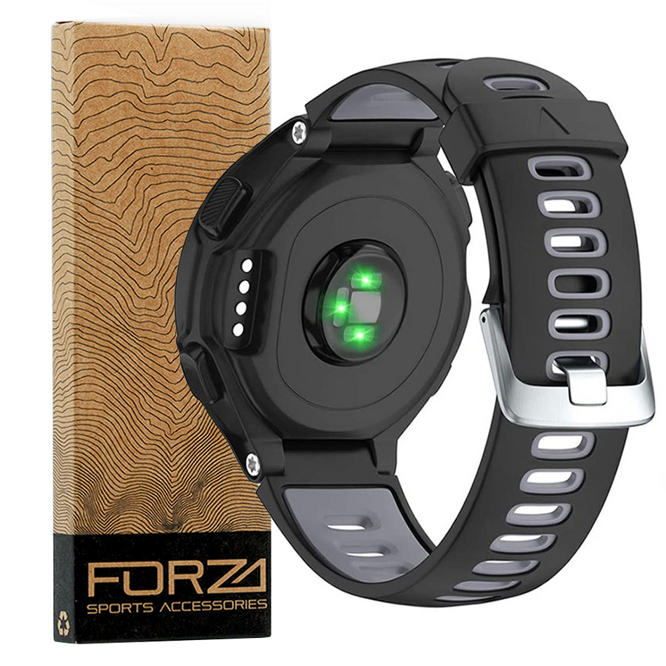 Forza Watch Strap - Garmin Forerunner 220/230/235/620/630/735XT & More - Black Grey