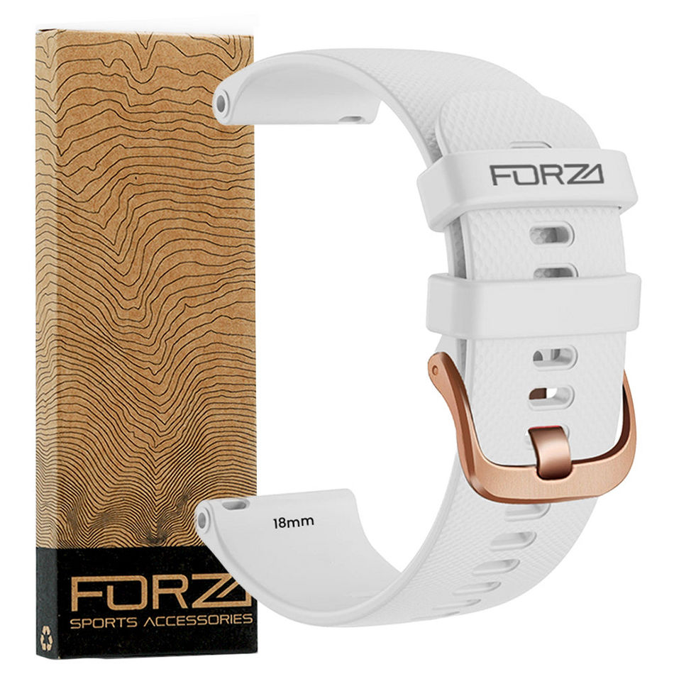 Forza Elite 18mm Quick Release Watch Strap - Garmin - White - Rose Gold Buckle