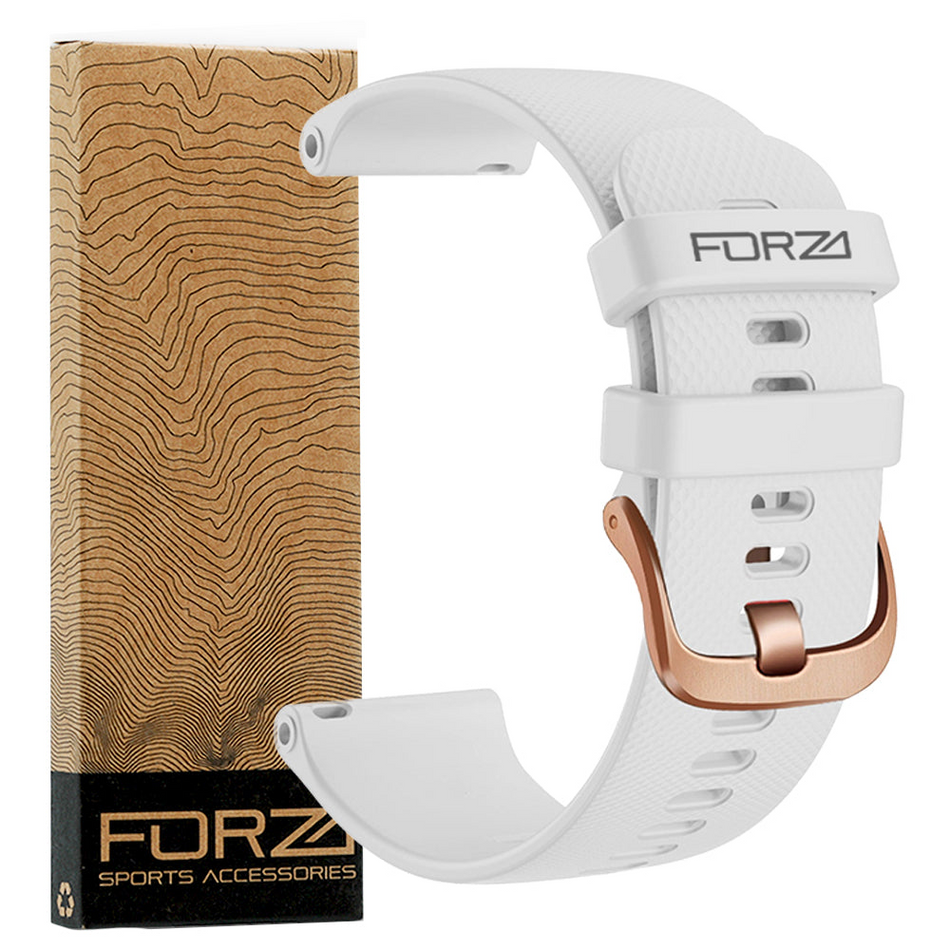 Forza Elite 20mm Quick Release Watch Strap - Garmin - White - Rose Gold Buckle