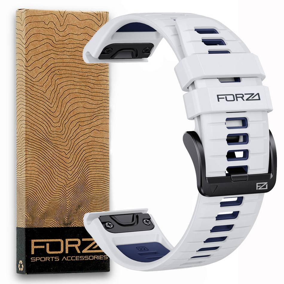 Forza Elite 22mm EasyFit Two-Tone Watch Strap - Garmin - White/Blue
