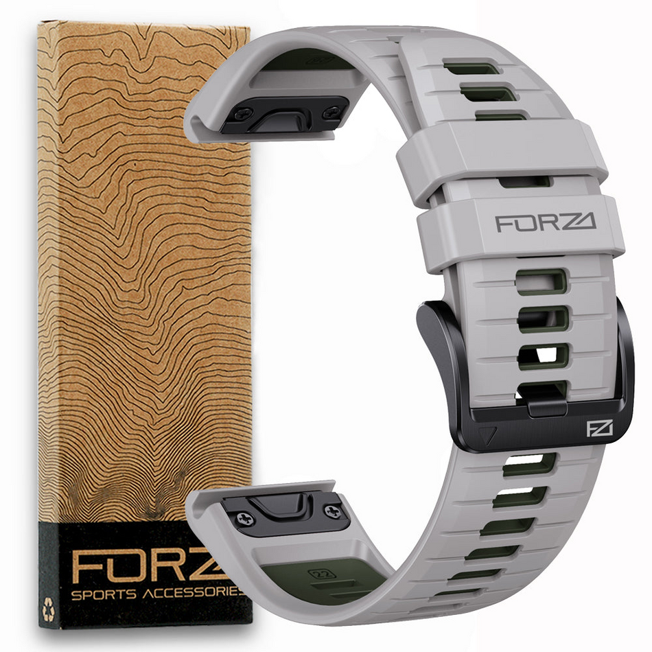 Forza Elite 22mm EasyFit Two-Tone Watch Strap - Garmin - Fog Grey/Army