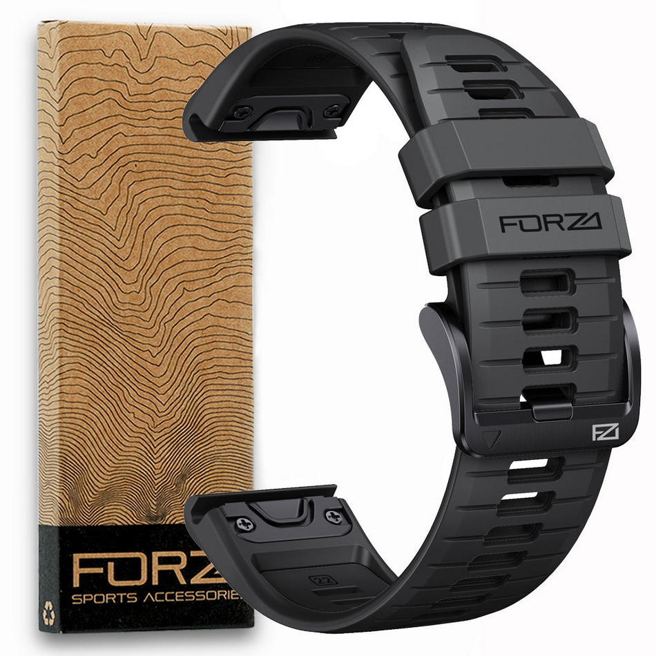 Forza Elite 22mm EasyFit Two-Tone Watch Strap - Garmin - Black/Black
