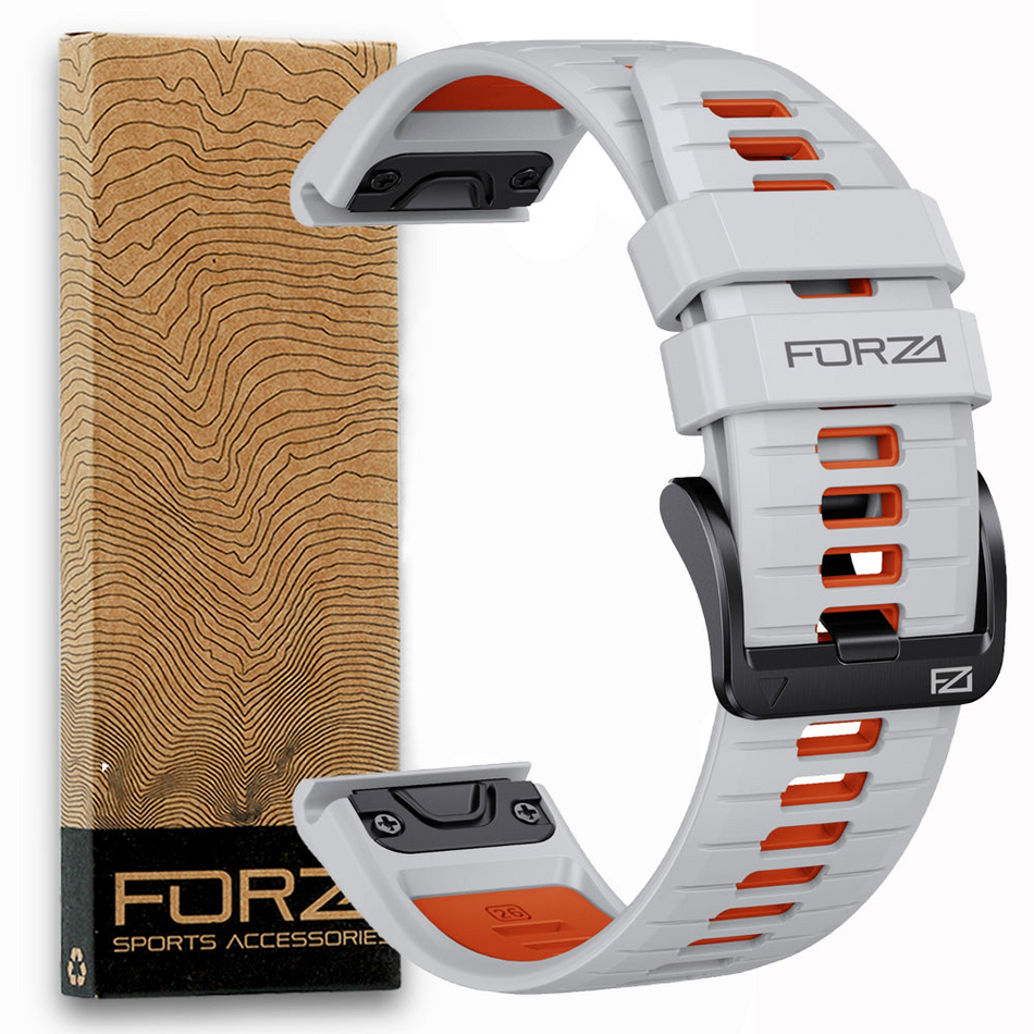 Forza Elite 26mm EasyFit Two-Tone Watch Strap - Garmin - Fog Grey/Orange