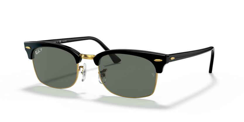 Ray-Ban - Clubmaster Square - Shiney Black/Polarized Green Classic G-15 - 52