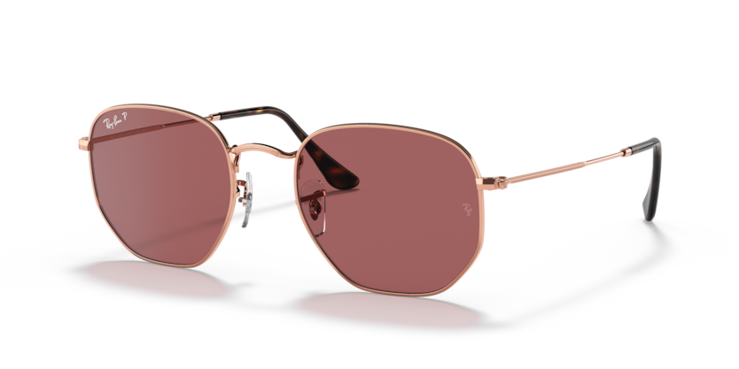 Ray-Ban - Hexagonal - Rose Gold/Polarized Violet Classic - 51