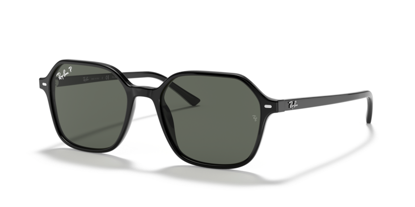Ray-Ban - John - Shiney Black/Polarized Green Classic G-15 - 51