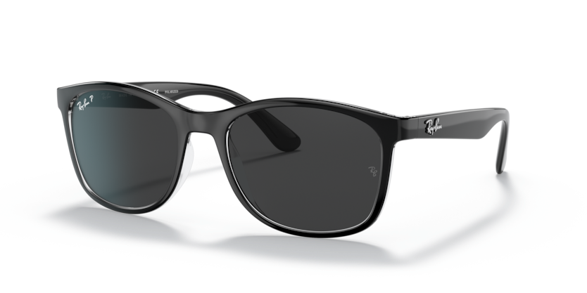 Ray-Ban - RB4374 - Black on Transparent/Polarized Black - 56
