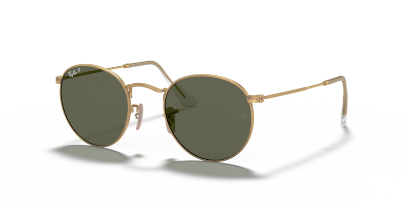 Ray-Ban - Round Metal - Gold/Polarized Green G-15 - 50