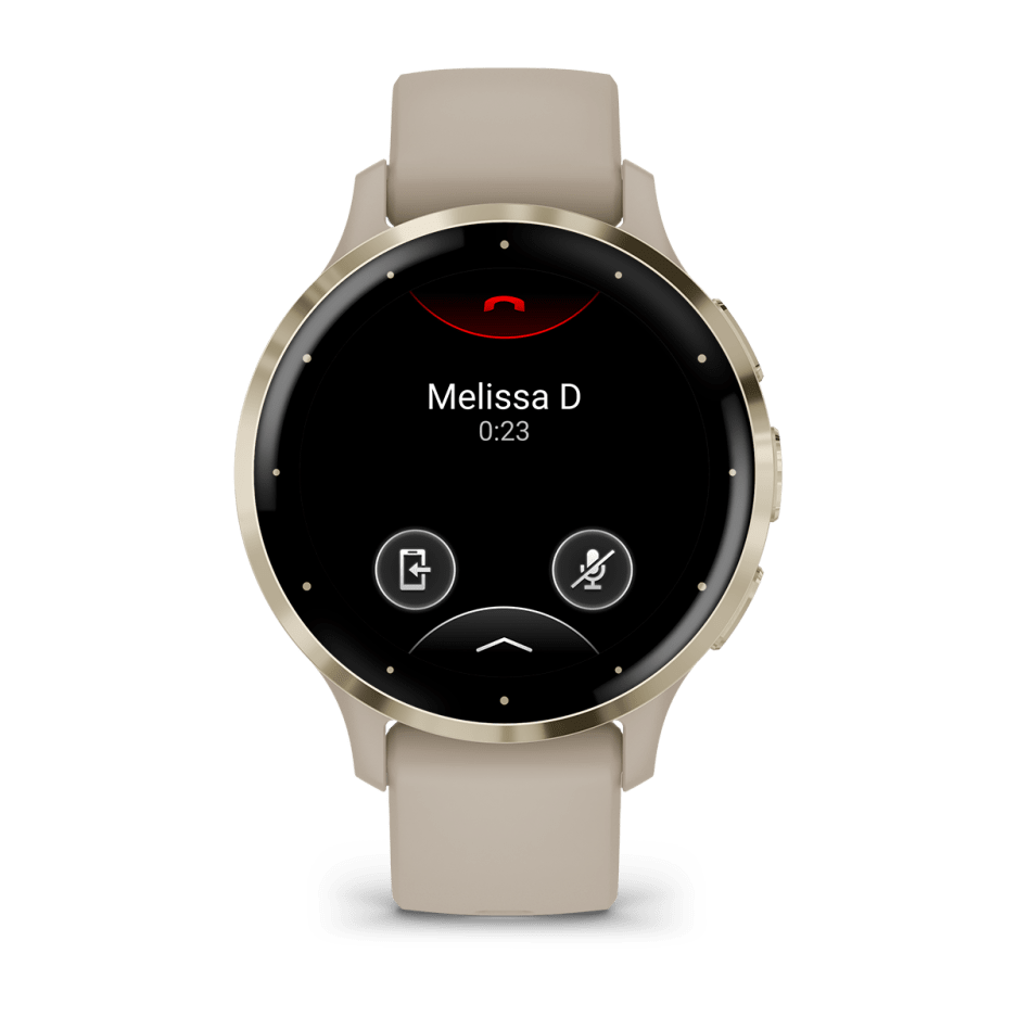 Garmin Venu 3S - Soft Gold Stainless Steel Bezel with French Gray Case and Silicone Band