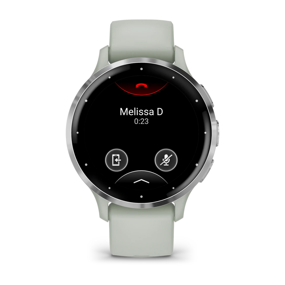 Garmin Venu 3S - Silver Stainless-Steel Bezel with Sage Grey Case and Silicone Band